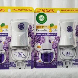 2 Packs Air Wick 1 Warmer + 1 Refill Lavender & Chamomile Fragance Brand New